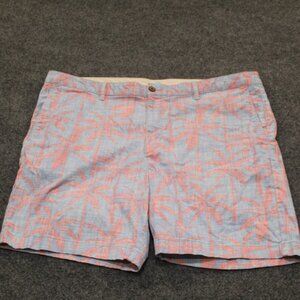 Tommy Bahama Men's Palm Tree Print Shorts Size 42 Blue Pink Casual Chino Shorts